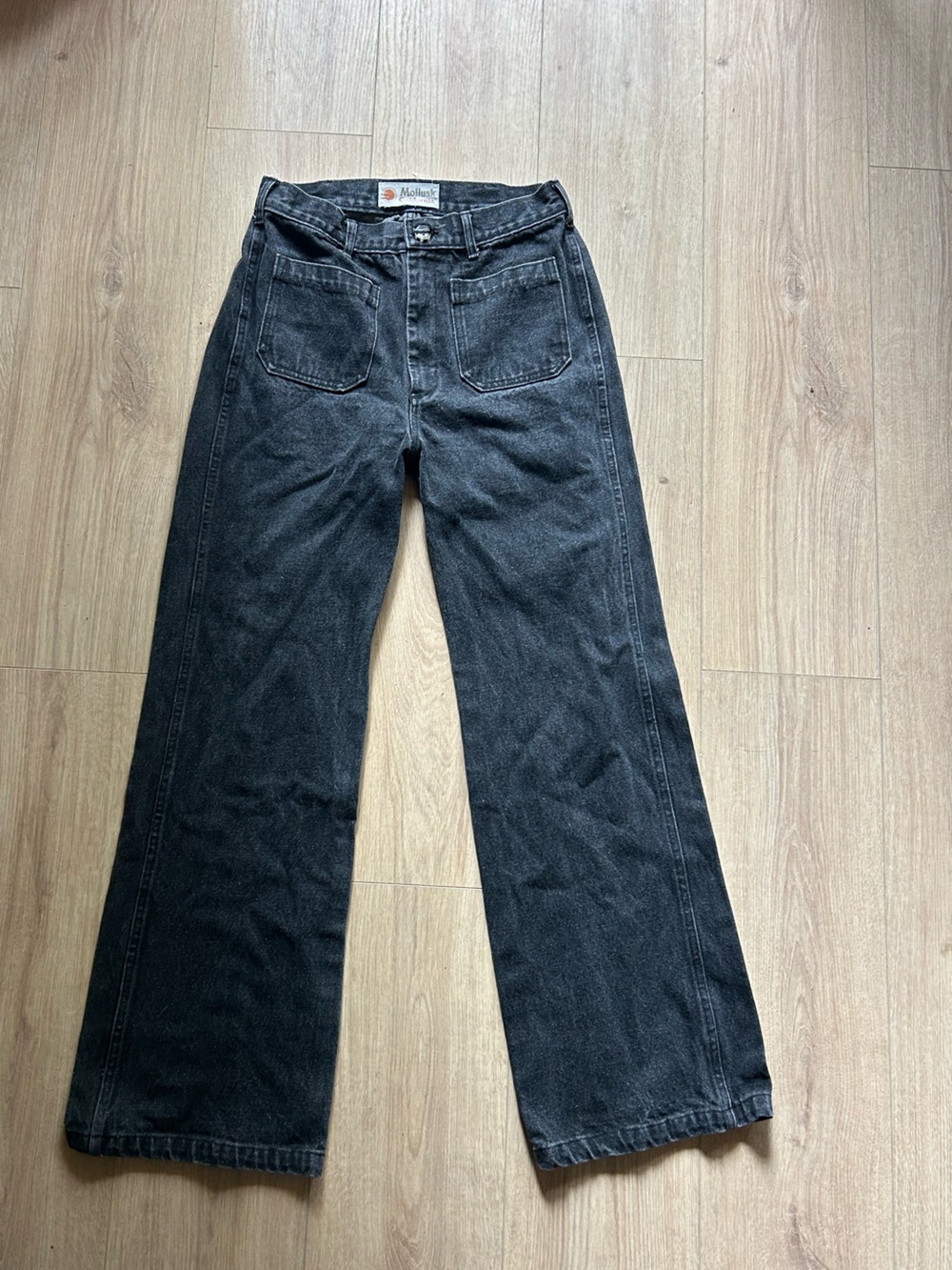 Mollusk Beneteau Washed Black High-Rise Wide Leg Jeans